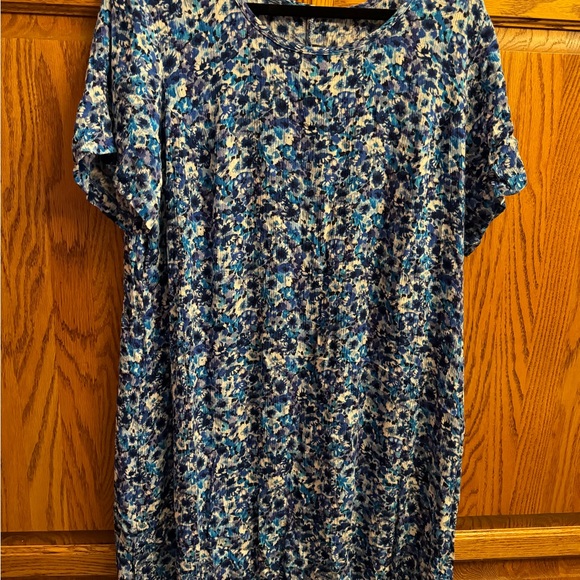 Woman’s Vintage More Jazz Large Short Sleeve Dress. Beautiful Blues - Picture 2 of 8